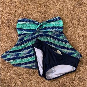 Blue and Green Bathing Suit. Top and Bottom